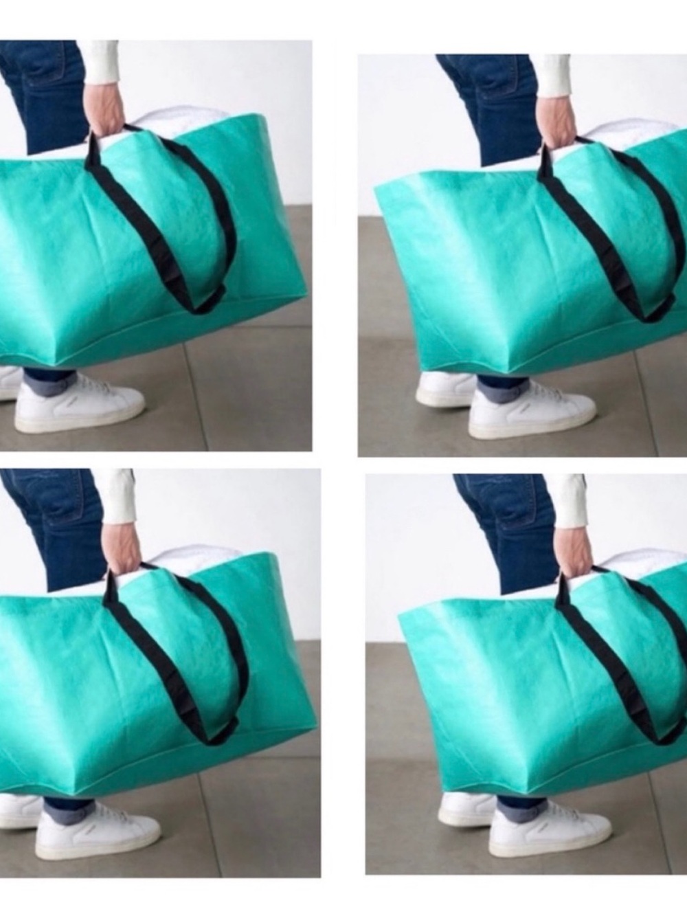 4 IKEA BAGS LIMITED EDITION IKEA Slukis TEAL Large Shopping Bag Reusable Laundry